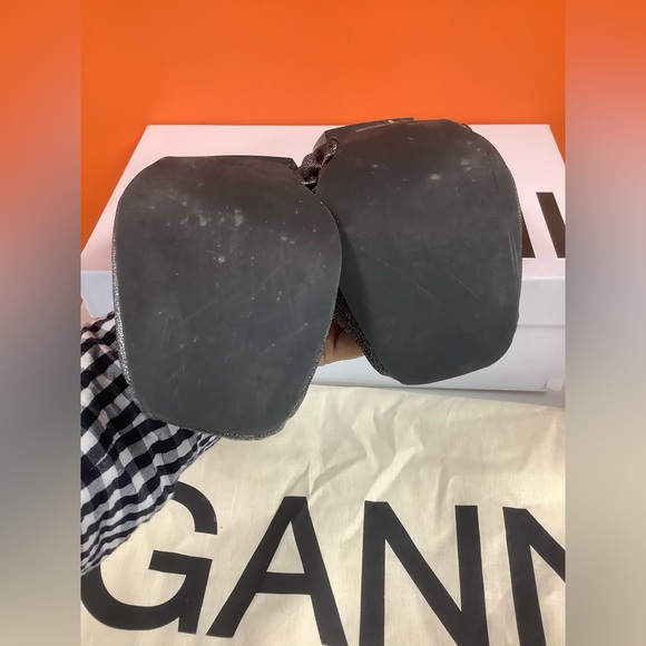 Ganni Metallic Silver Flats